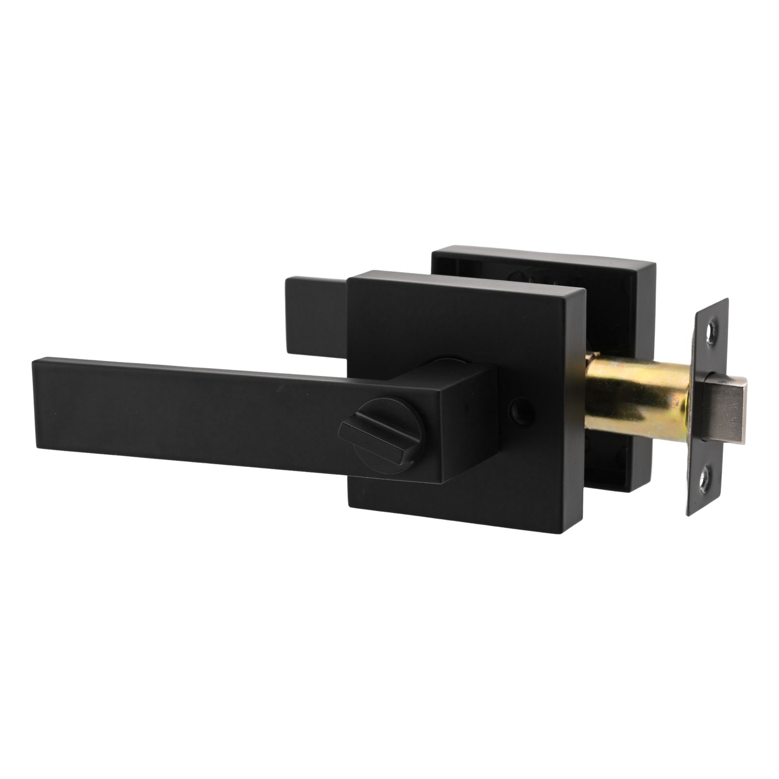 4x Universal Matte Black Square Door Lever Handle Privacy Passage Interior Lock