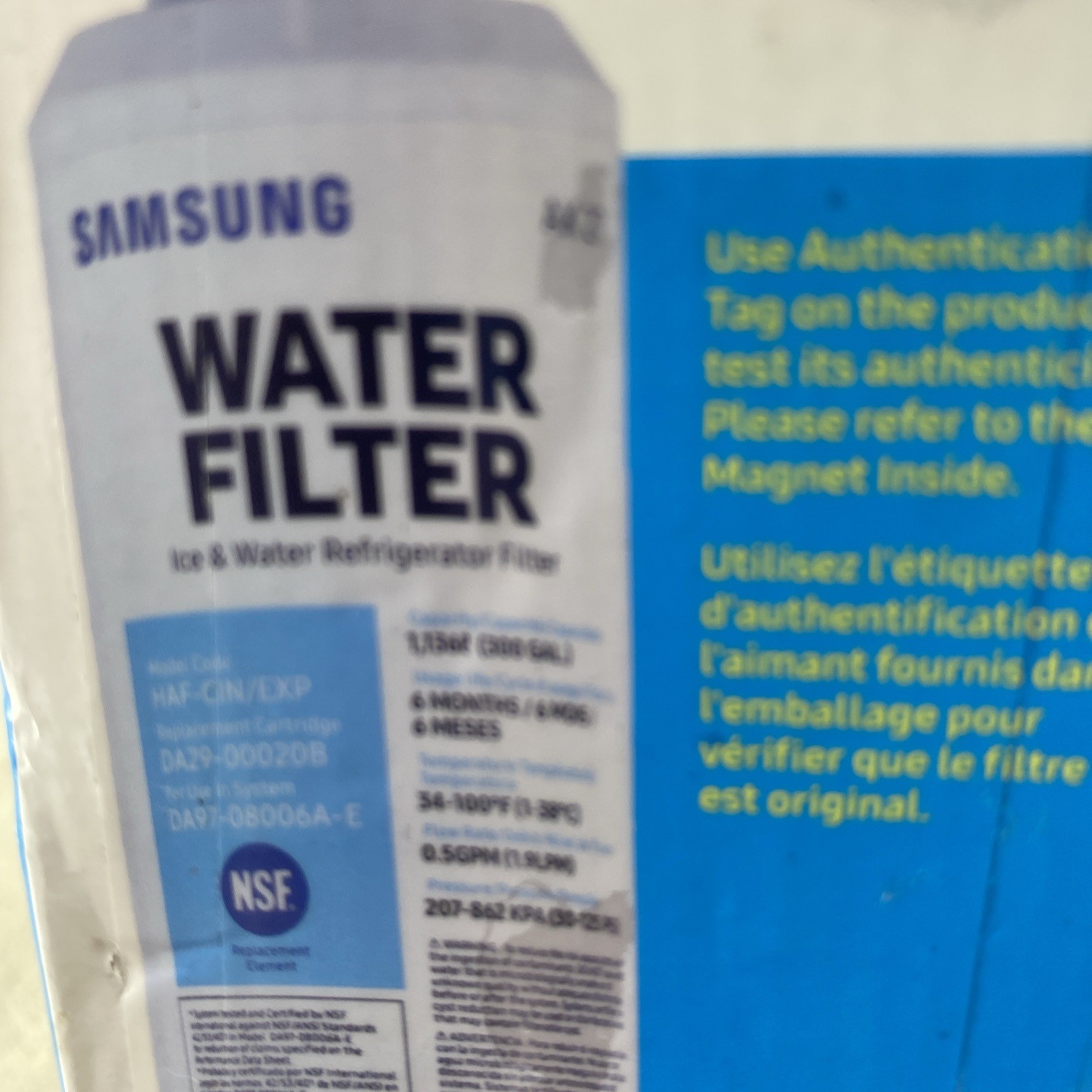 Samsung DA29-00020B HAF-CIN/EXP Refrigerator Ice & Water Filter Genuine Carbon