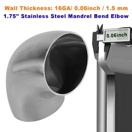 1.75 Inch 90 Degree SS304 Stainless Steel Bend Tube Exhaust Elbow Pipe 1.75″