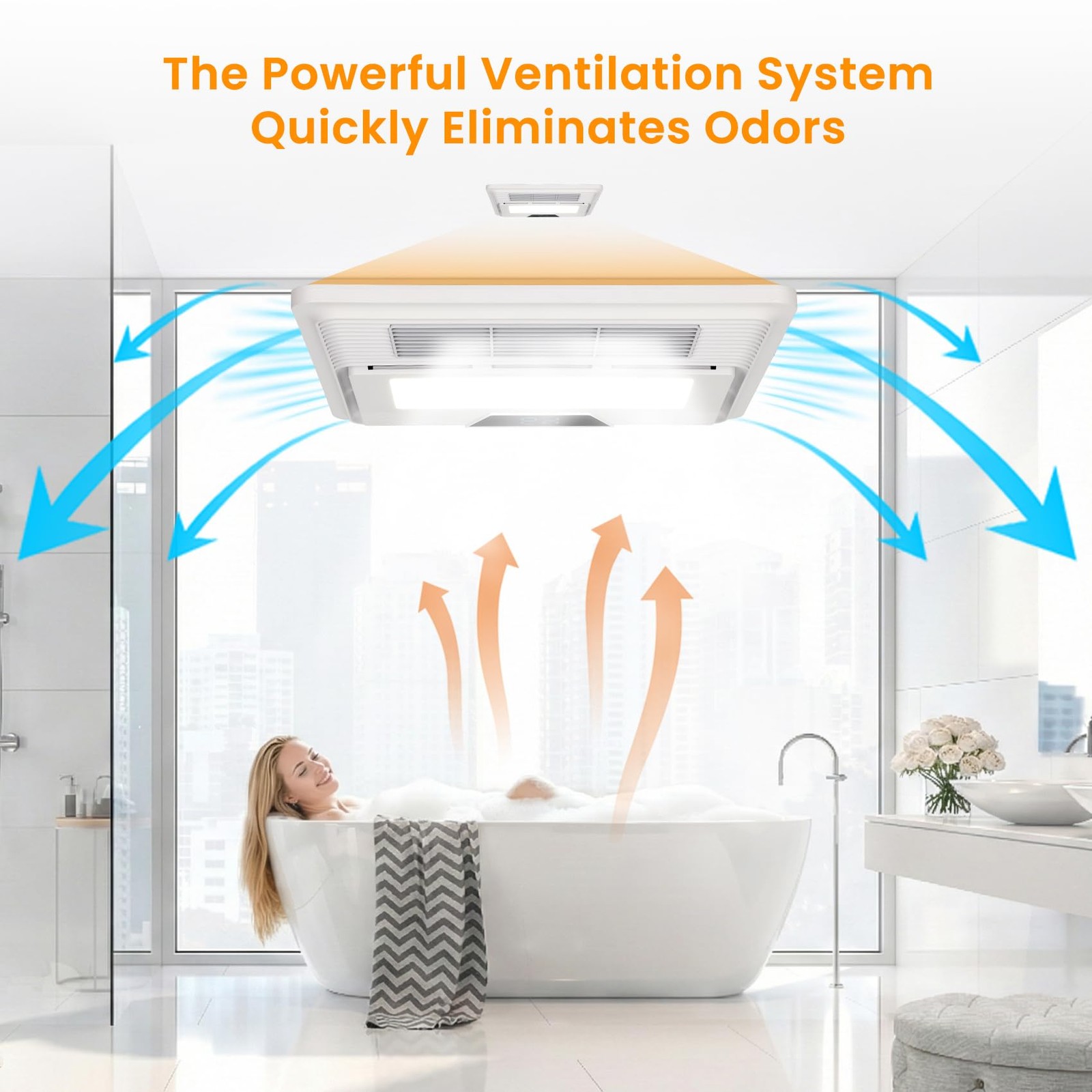 Premium Bathroom Vent Fan | Powerful Exhaust Fan with Light Quiet 30dB Operation
