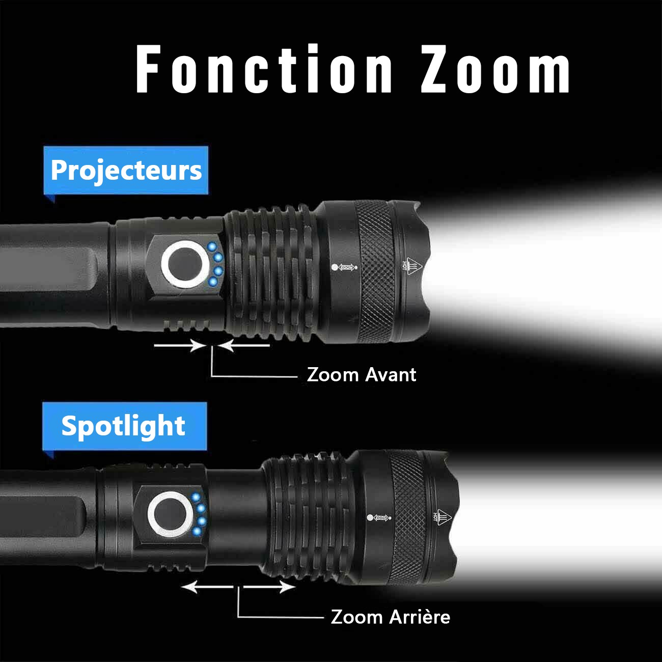 Rechargeable 990000LM LED Flashlight Tactical Police Super Bright Torch Zoomable
