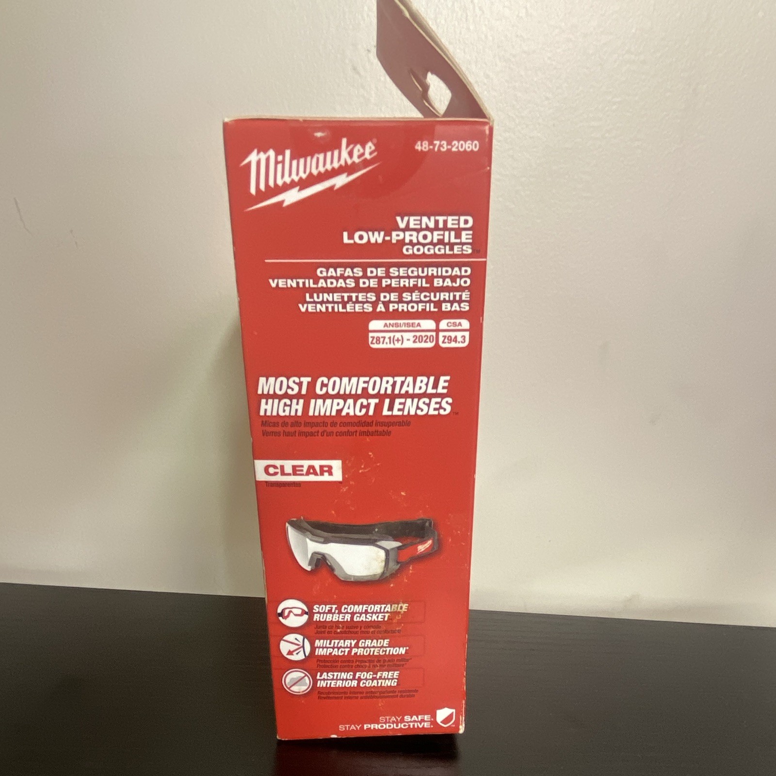 Milwaukee 48-73-2060 Vented Low-Profile Safety Goggles Anti-Fog Clear Lens