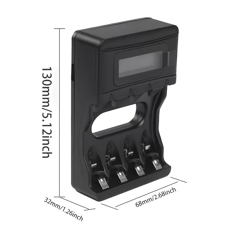 4 Slot LCD 1.2V Rapid Charger for AAA AA NiMH NiCD Rechargeable Battery