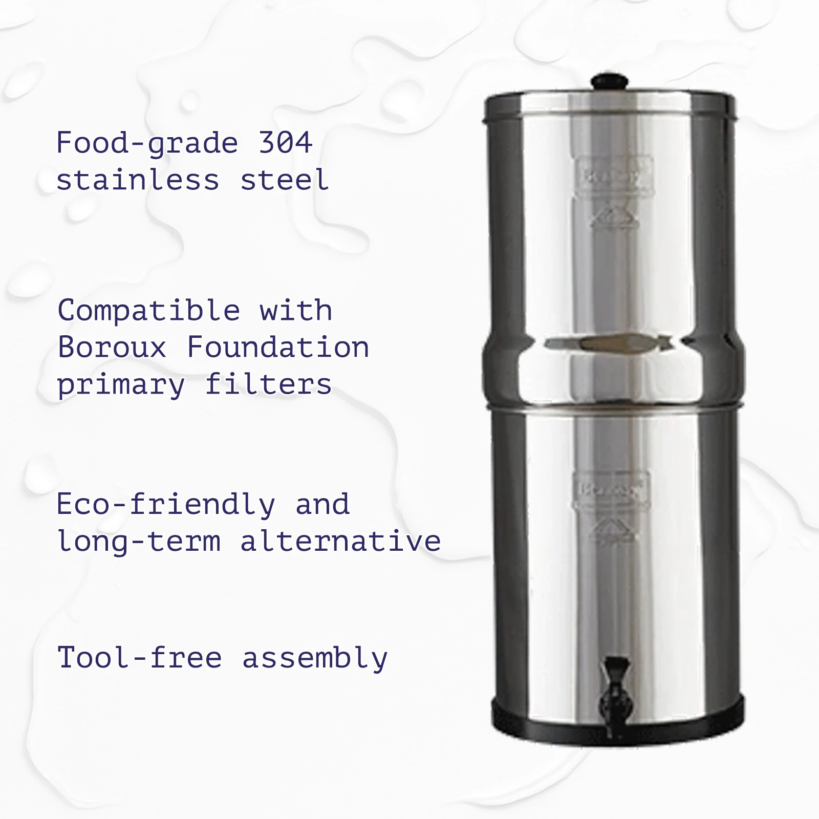 Royal Berkey Water Filter with 2 Boroux Foundation Black and 2 Fluoride Filters