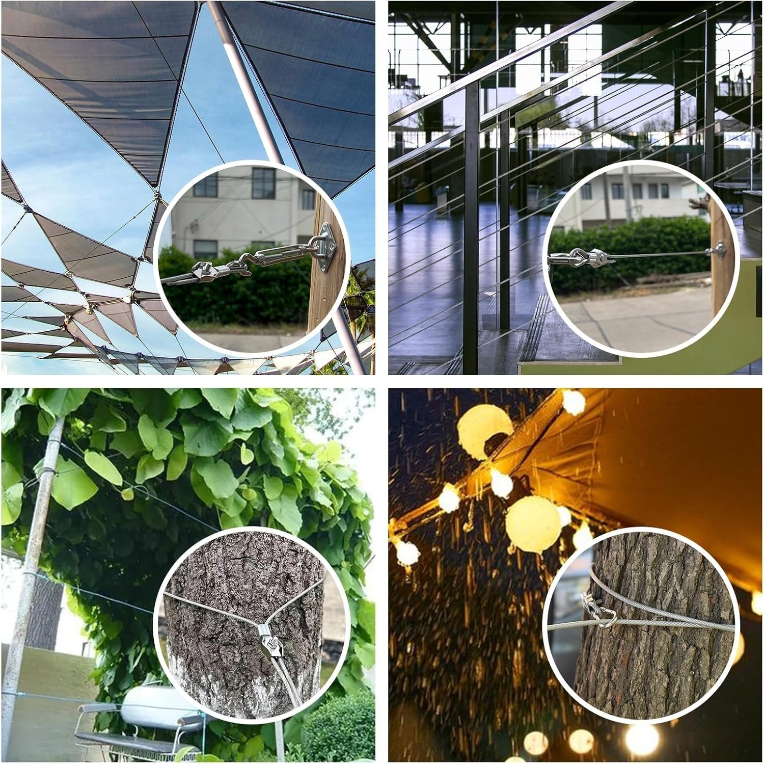 Sun Shade Sail Hardware Kit w/ 131ft Wire Rope Cable Turnbuckle Heavy Duty 243pc