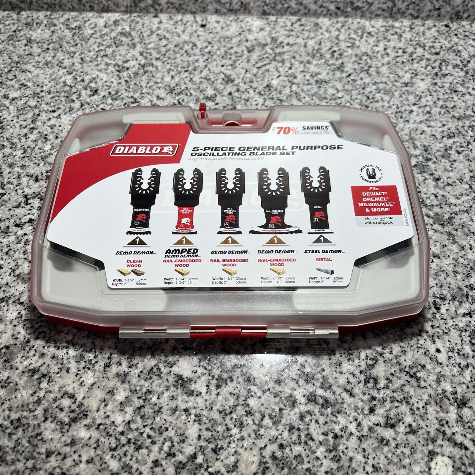 DIABLO Universal Wood & Metal Bi-Metal & Carbide Oscillating Blade Set (5-Piece)