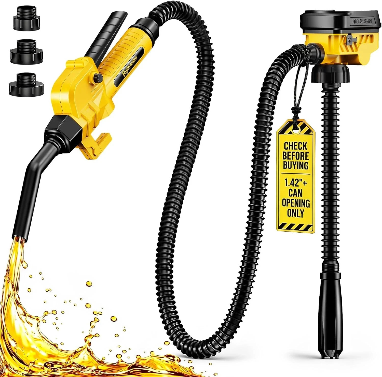 Fuel Transfer Pump for Dewalt 20V Batteries, Cordless 3.7 GPM Flow | Gas Can Pum