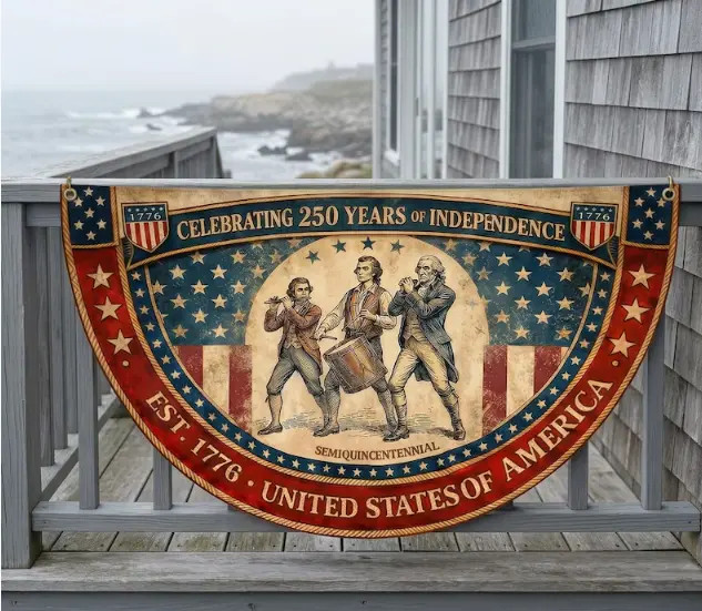 Vintage USA 250th Anniversary Bunting Flag Patriotic Outdoor Decor