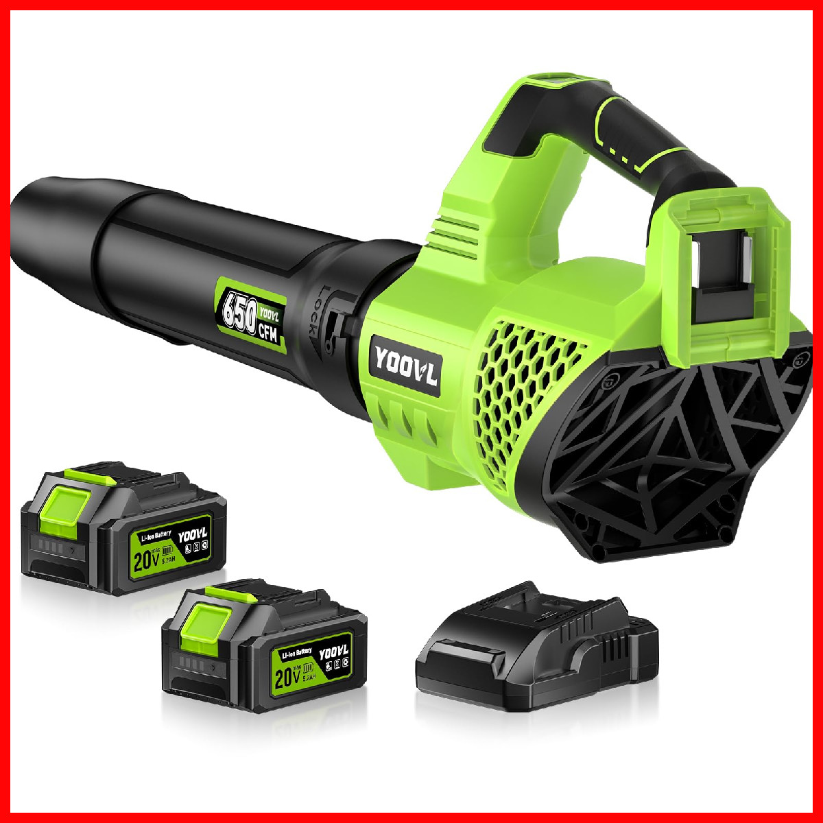 Yoovl Leaf Blower Cordless 650Cfm Electric Leaf Blowers 2 X 5.2Ah Batteries And