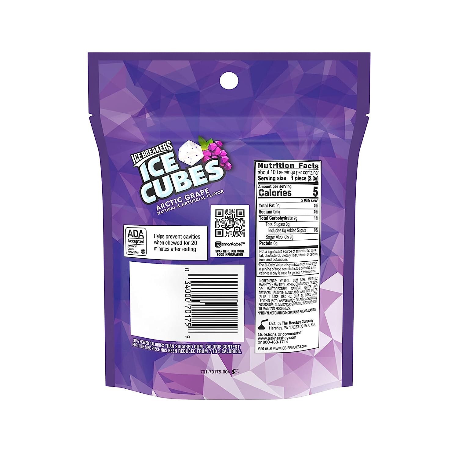 ICE BREAKERS ICE CUBES ARCTIC GRAPE Fruity, 8.11 oz (100 Pieces)
