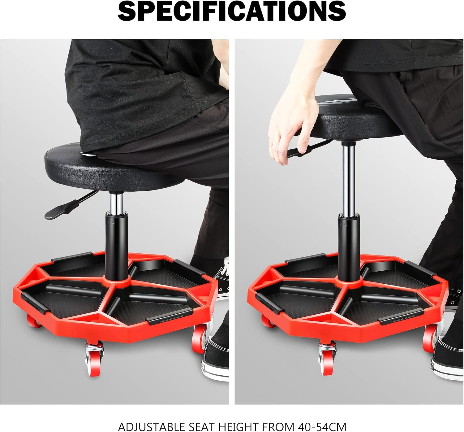 DNA Motoring Pneumatic Garage Stool 300lbs with Tray