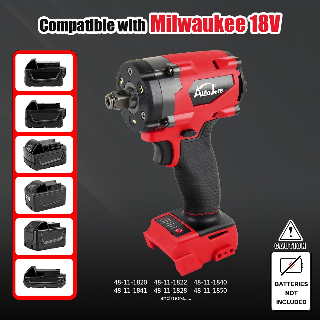 530N.m 1/2″ Cordless High Torque Impact Wrench For Milwaukee M18 18V Battery