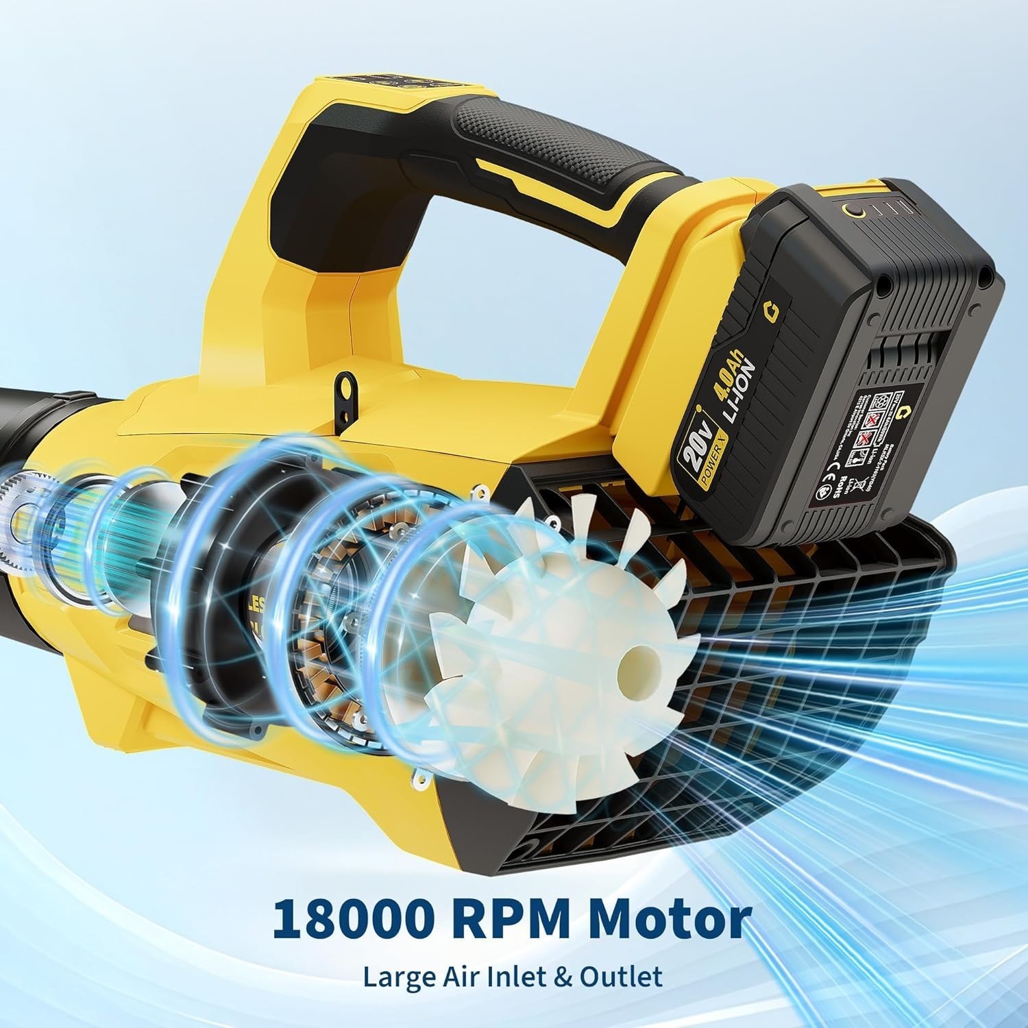 Brushless Cordless Leaf Blower/Mulcher/Vacuum 20V 250MPH 750CFM with 4Ah Battery