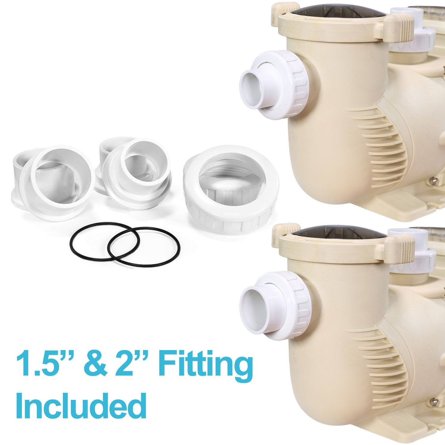 XtremepowerUS 3HP Swimming Pool Pump Variable Speed Inground Pool 1.5/2″ Adapter