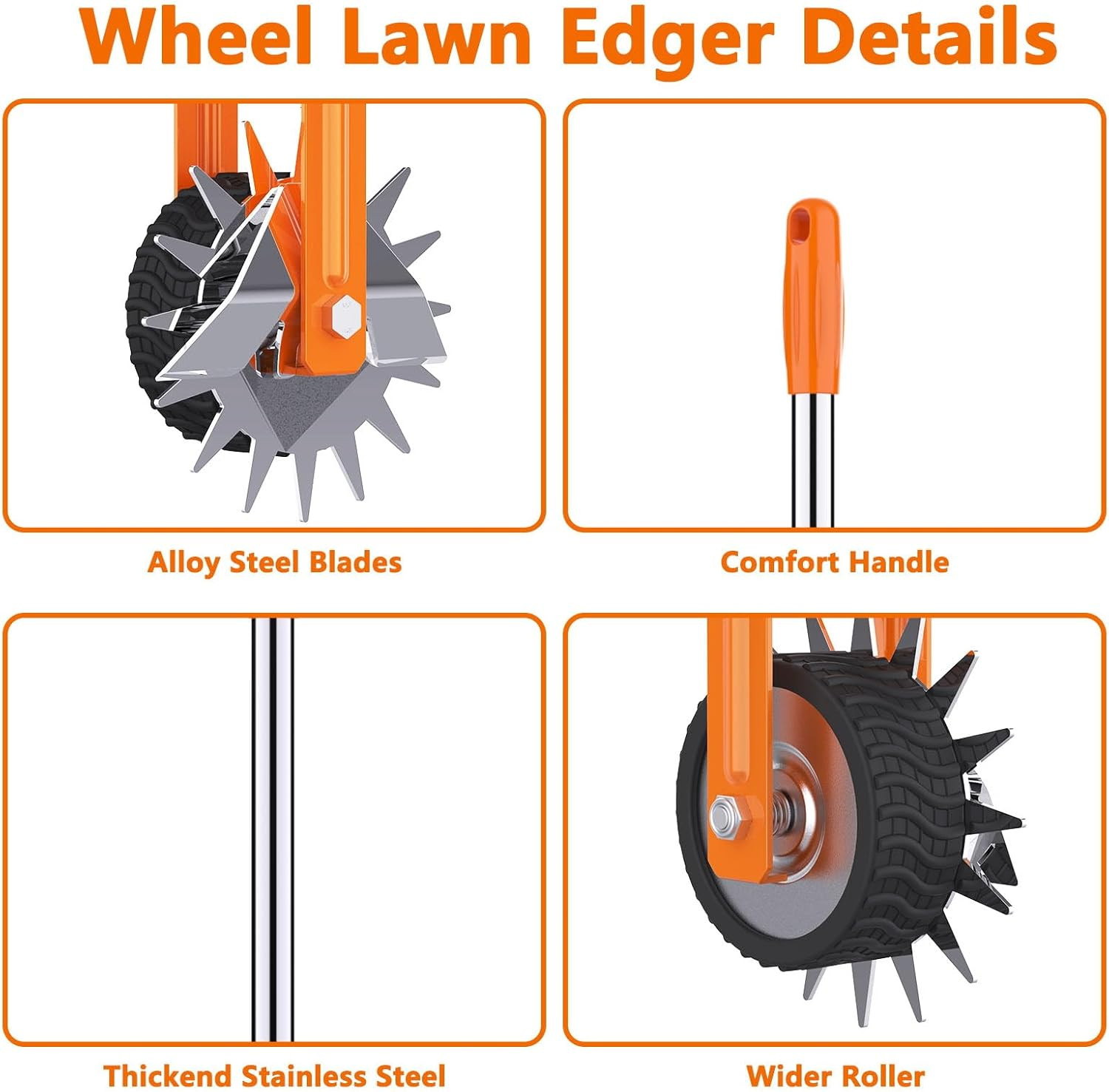 Edger Lawn Tool – 67 Inch Wheel Rotary Lawn Edger with Adjustable Stainless Stee