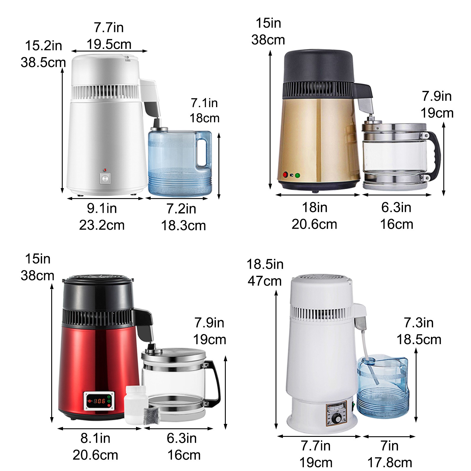 VEVOR 4L Water Distiller Purifier Machine Countertop Stainless Steel Interior