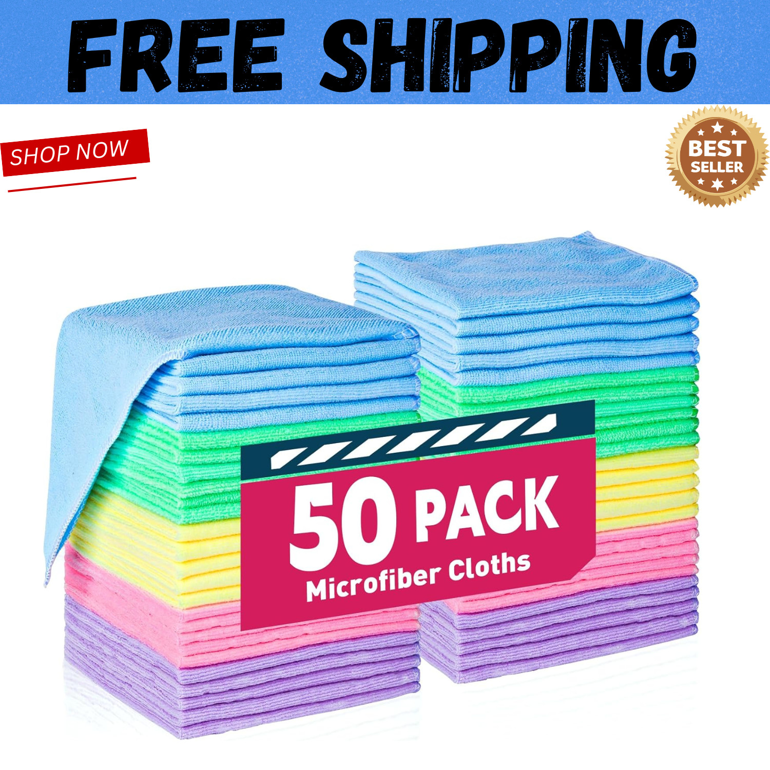 Microfiber Cleaning Cloth Set of 50 Towel Rag Car Polishing Detailing No-Scratch