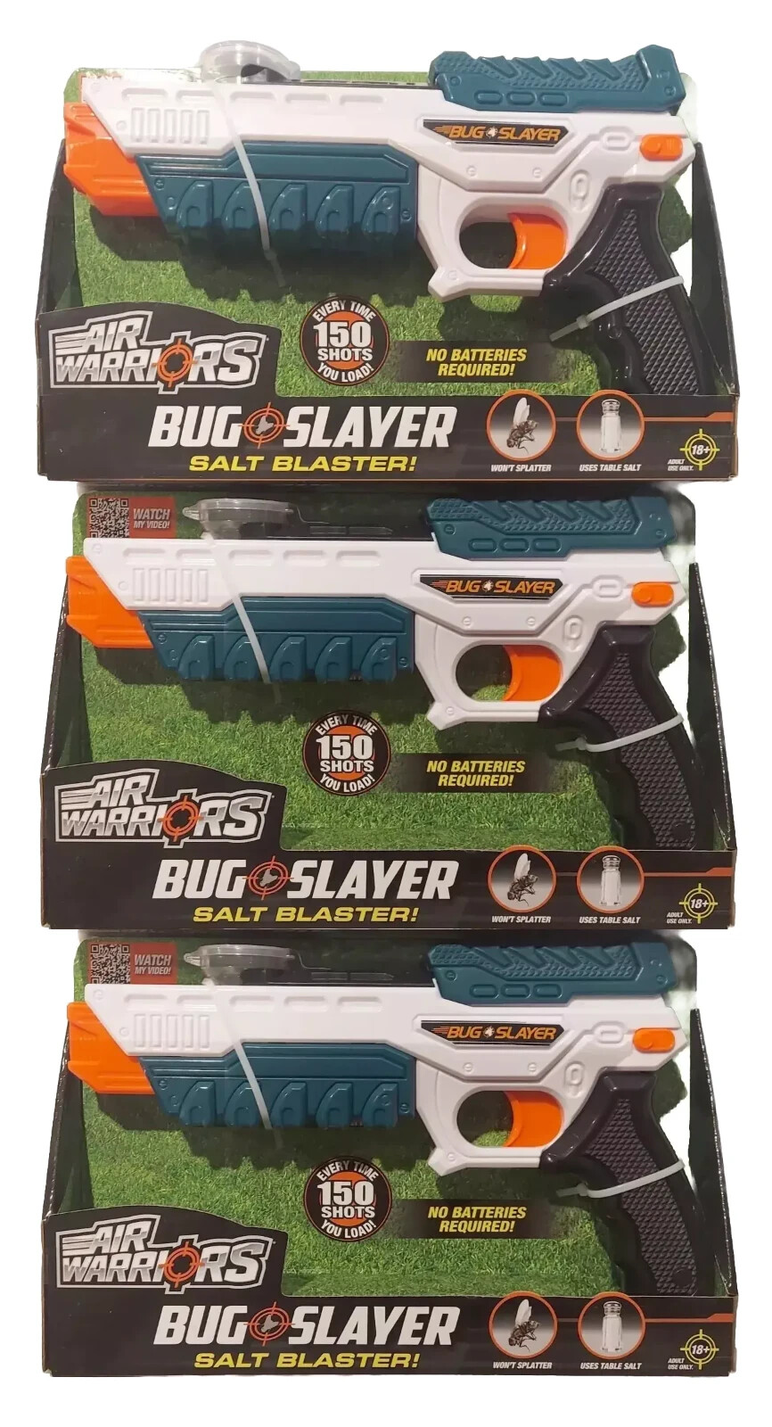 Bug Slayer 3-Pack of Salt Blaster Bug Killer Fly Stopper Pistol Gun w/ Safety
