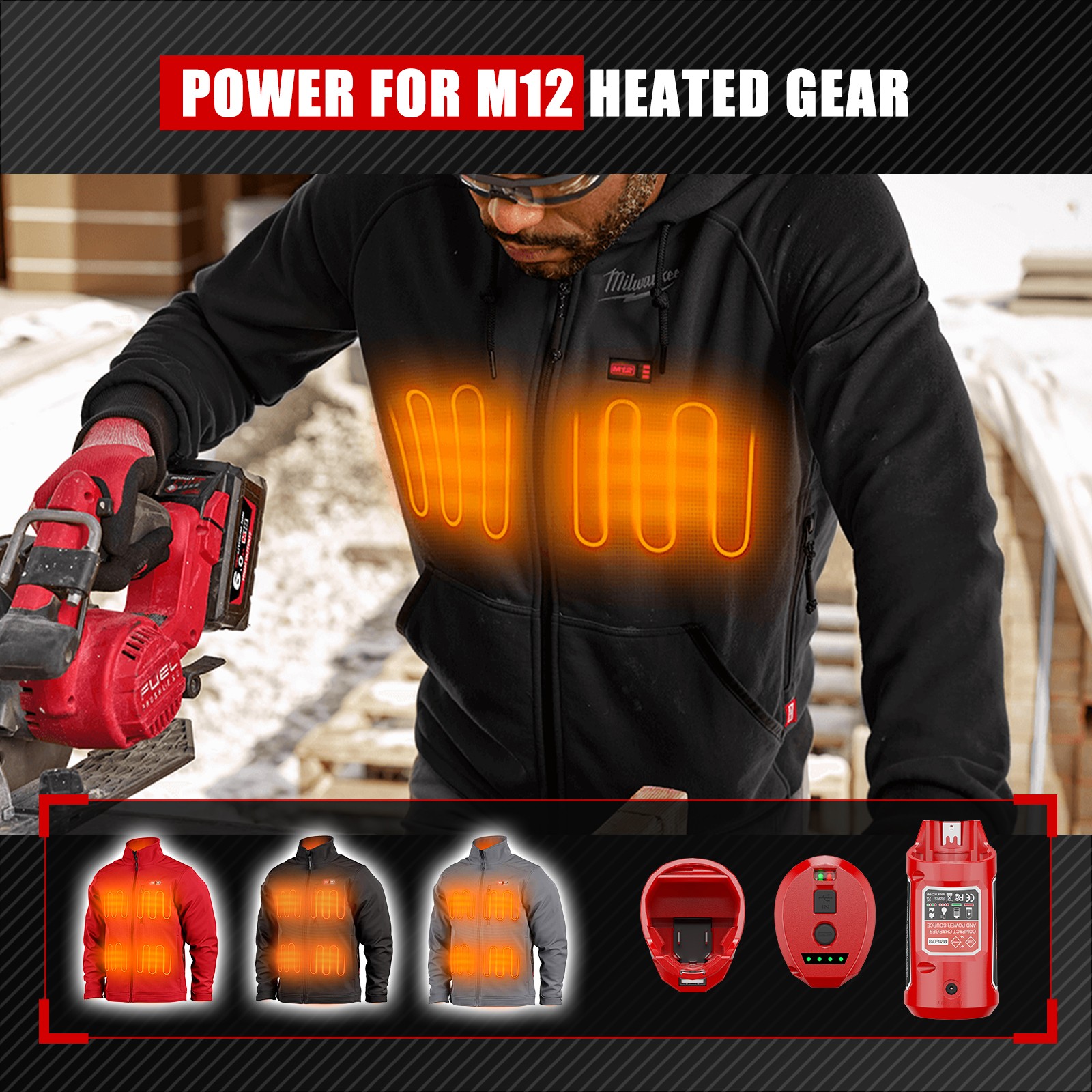 USB Power Source for Milwaukee M12 12V USB Battery Charger Portable Power Supply