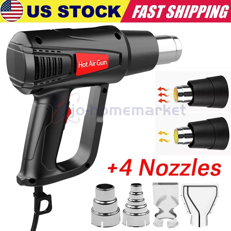 2000W Heat Gun Hot Air Gun Dual Temperature Settings +4 Nozzles High Power Tool