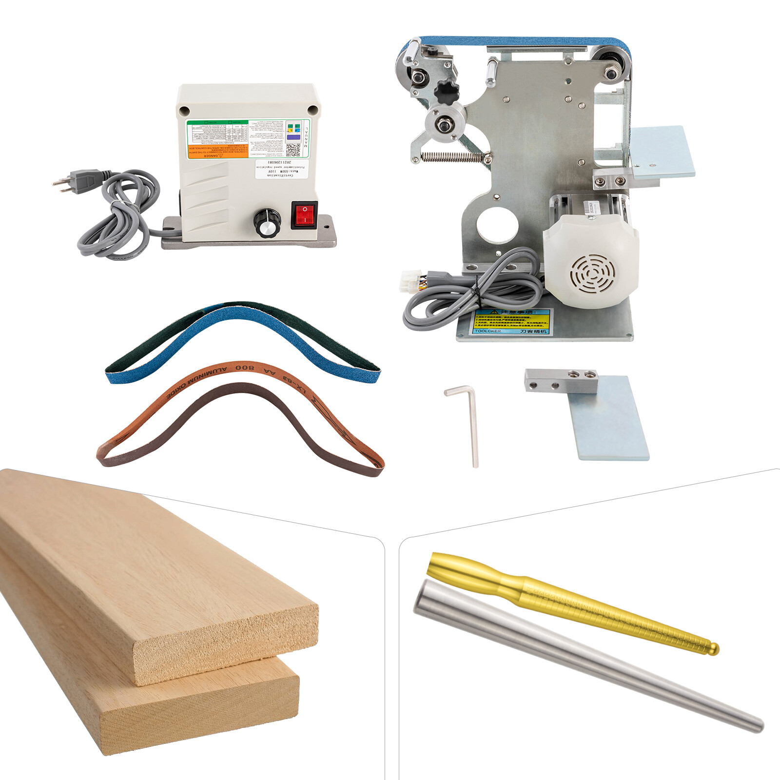 550W/0.8HP Belt Sander 6000rpm Disc Polisher Grinder Work Table w/ Controller