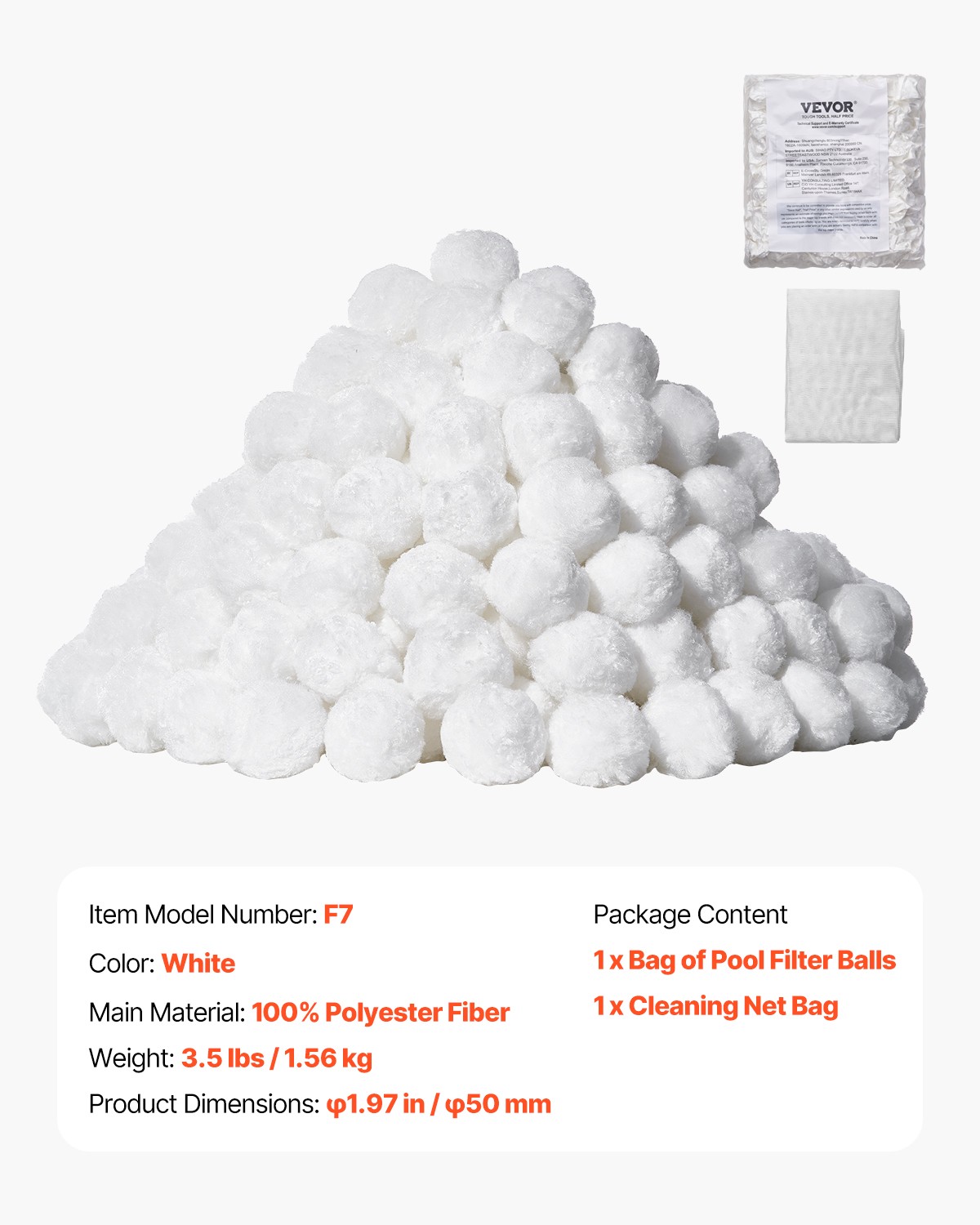 VEVOR Pool Filter Balls for Sand Filter Pump 3.5 lbs Reusable for Swimming Pool