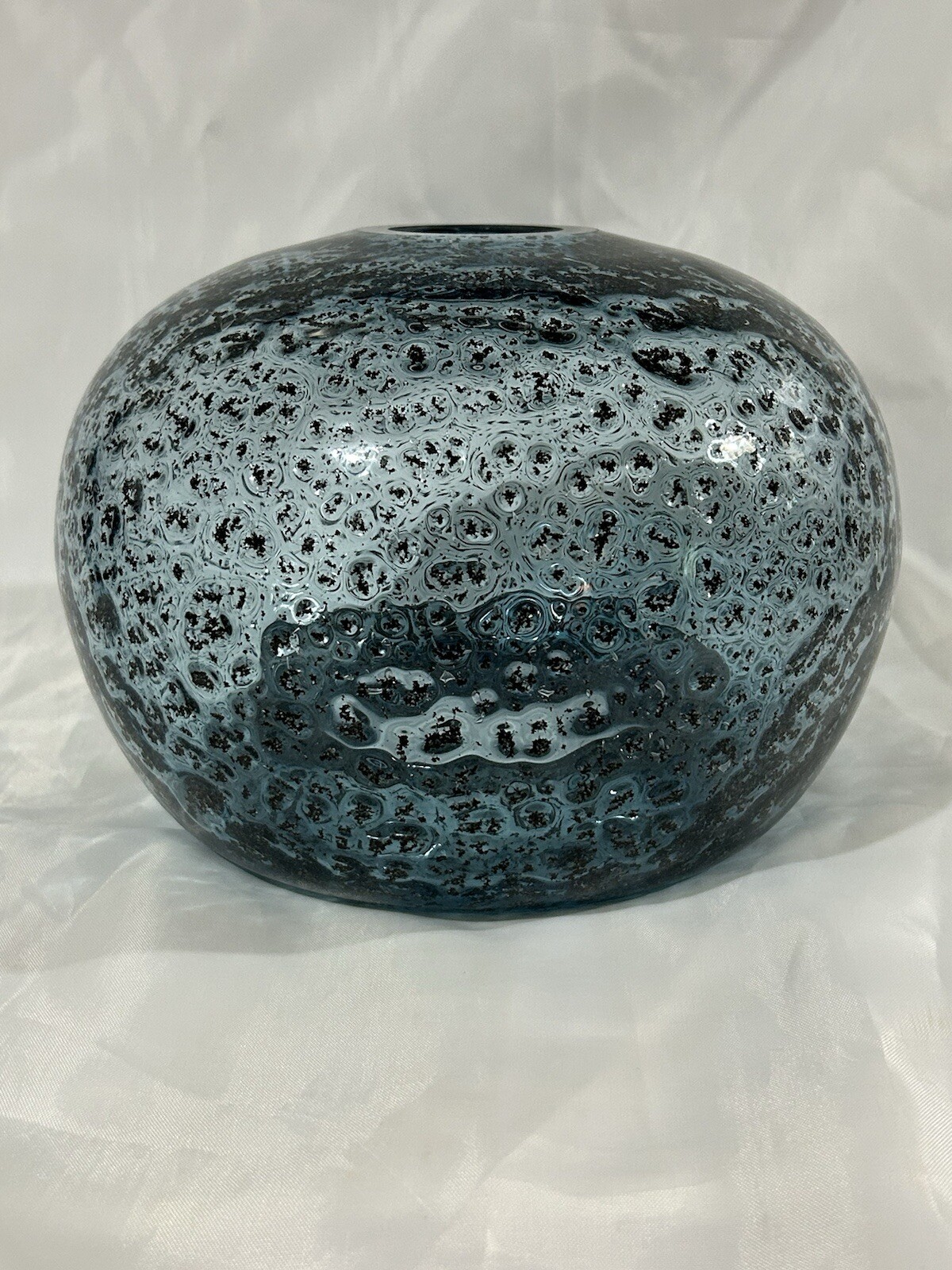 Hand Blown Dimpled Glass Pendant Light Blue Brushed Nickel Any Room