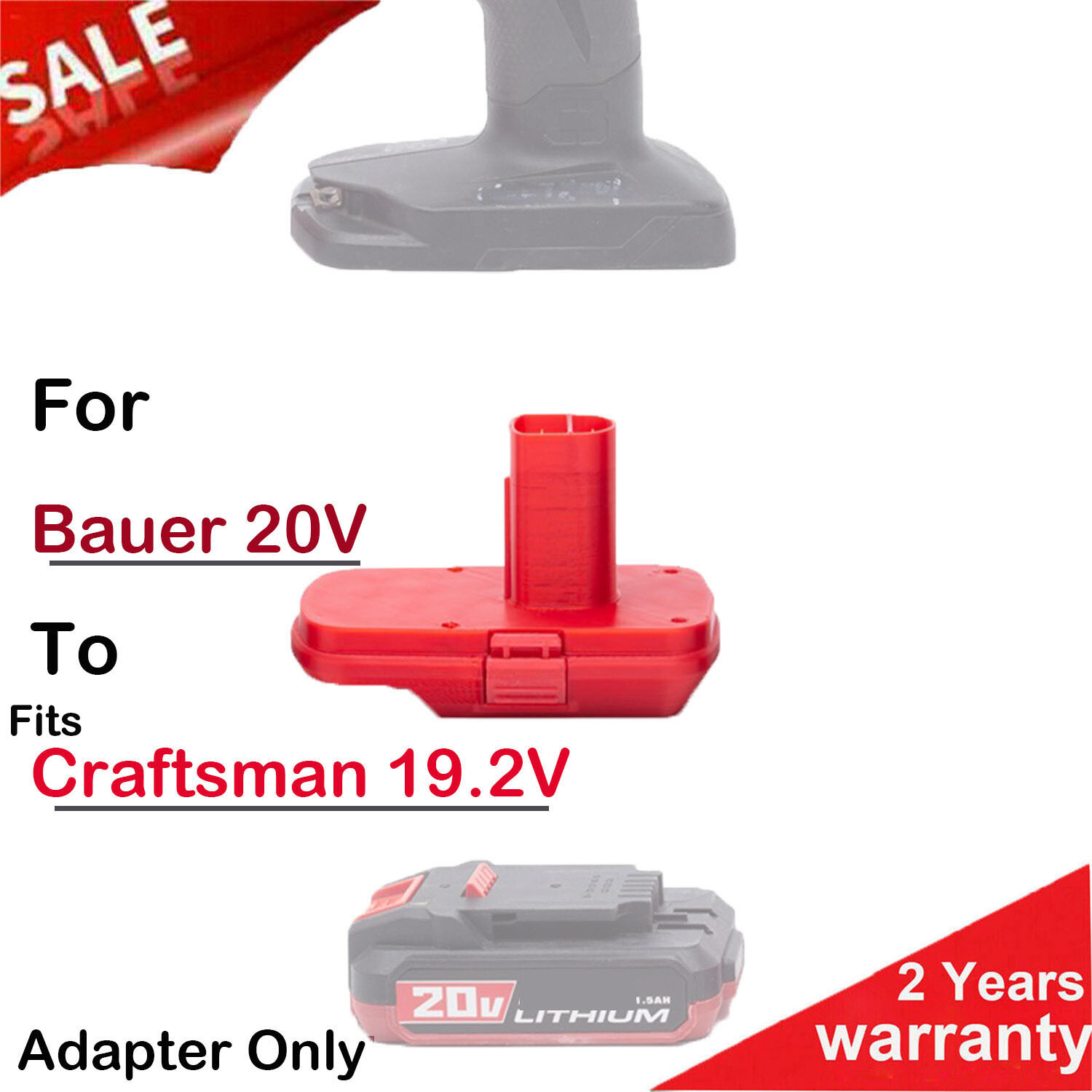 Battery Adapter For Bauer 20V Li-ion Battery to For Craftsman 19.2V Tools US