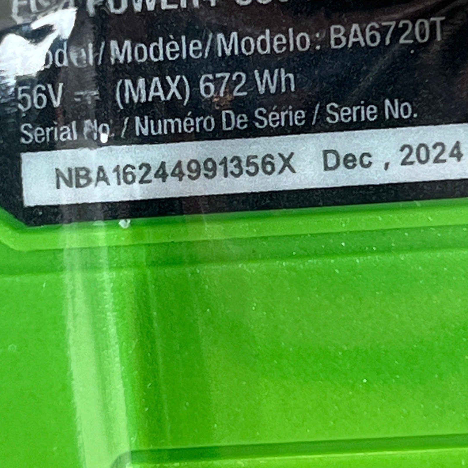 EGO Power+ BA6720T 56V 12.0 Ah ARC Lithium Battery New Sealed Fuel Gauge