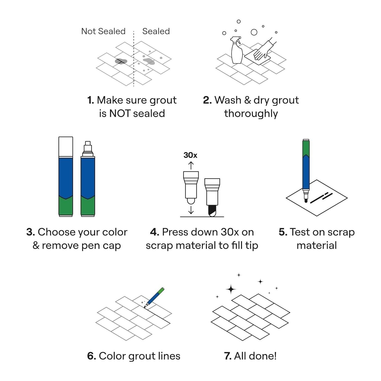 5mm Tip Grout Pen – Refresh Your Tile with Easy-to-Use Waterproof Colorant