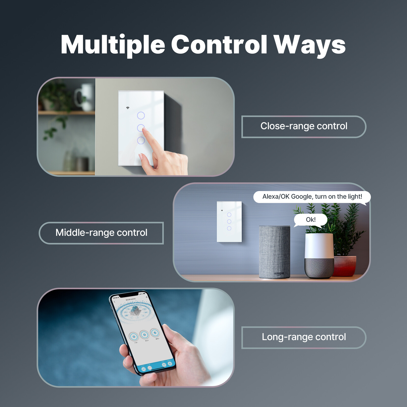 MOES WiFi Smart Light Switch Neutral Optional No Hub Tuya Alexa Google App Timer