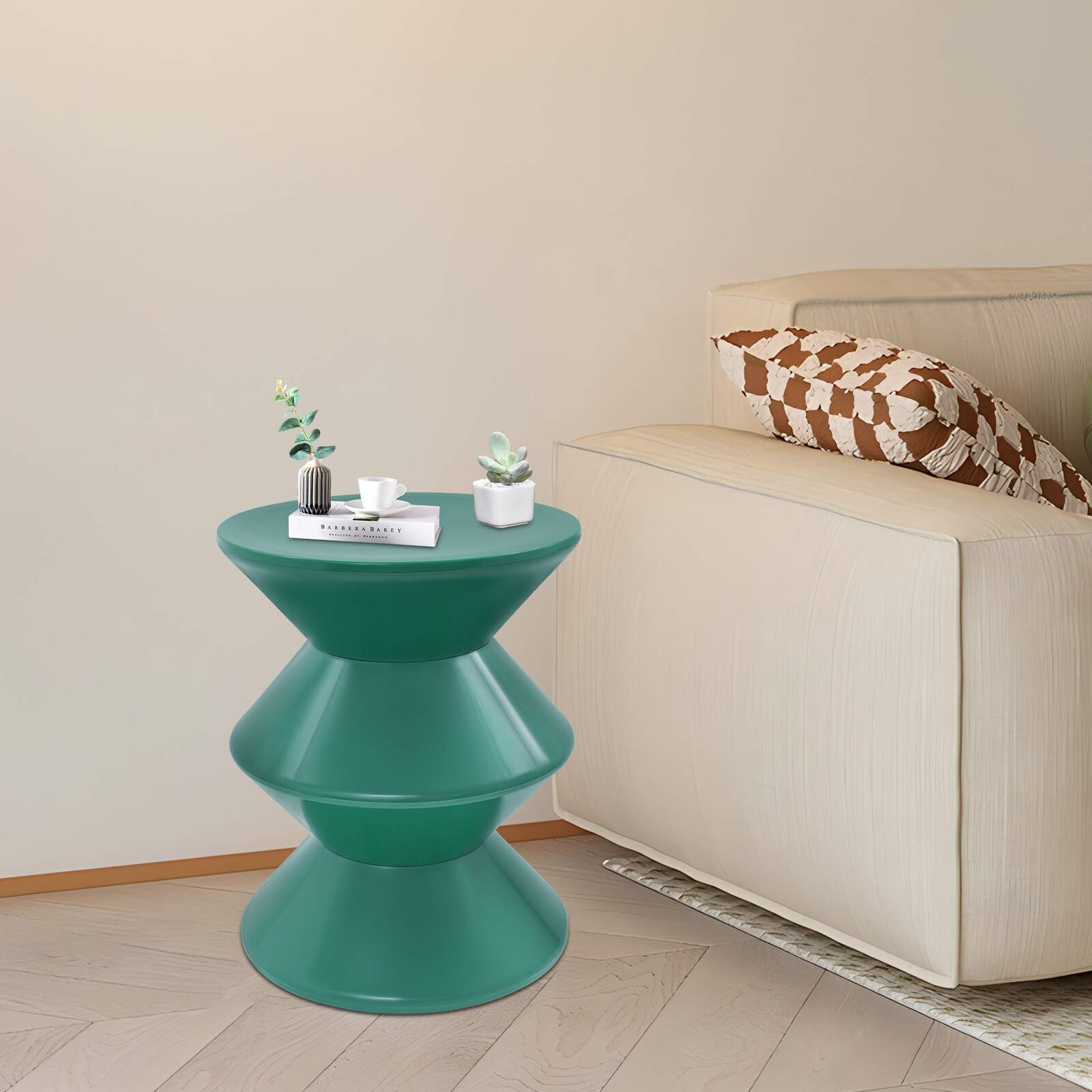 Hourglass Round Side Table 36 × 45 cm (14.2 × 17.7 in) Green PET