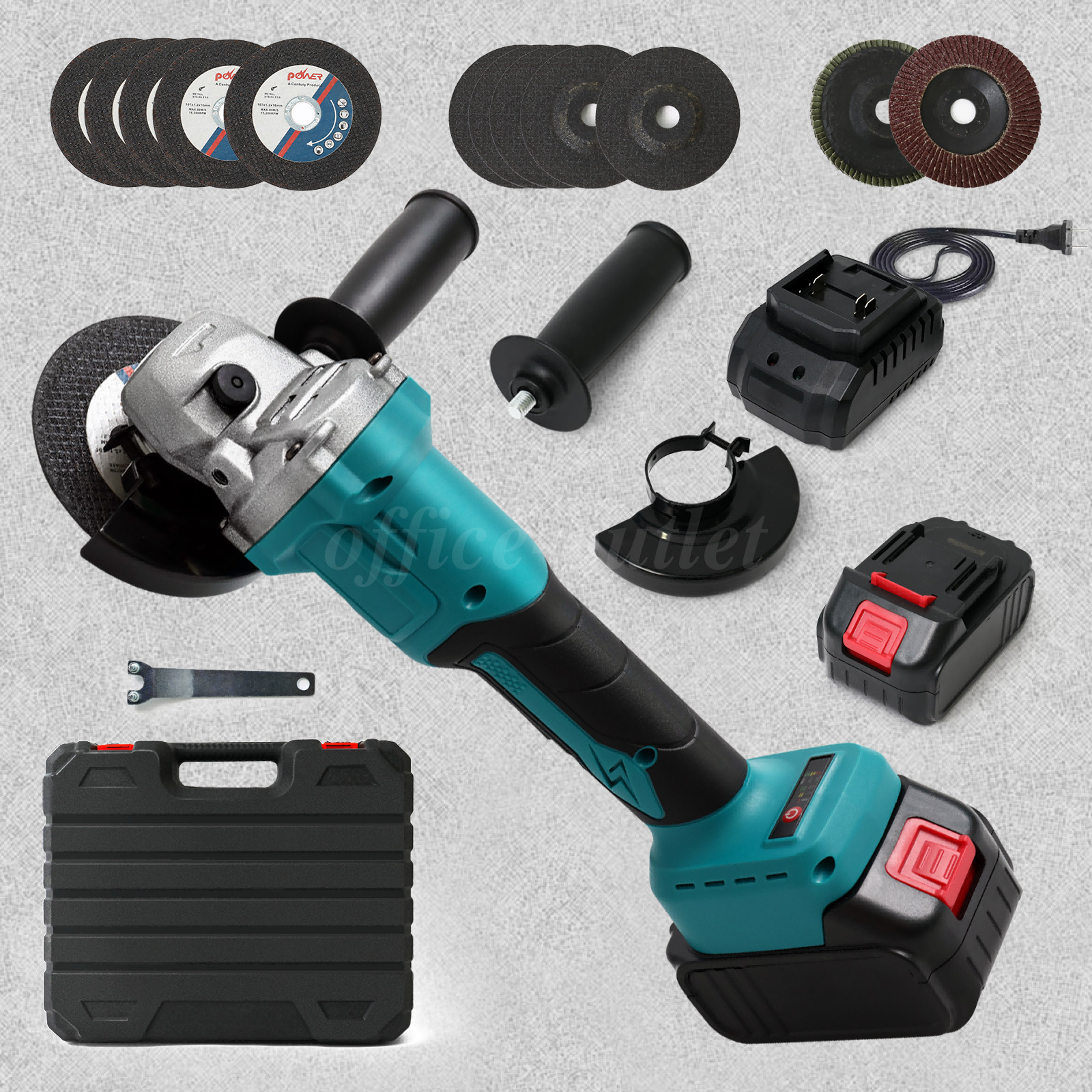 21V Brushless Angle Grinder 4″ Cordless Angle Grinder Kit with 2-1300mah Battery