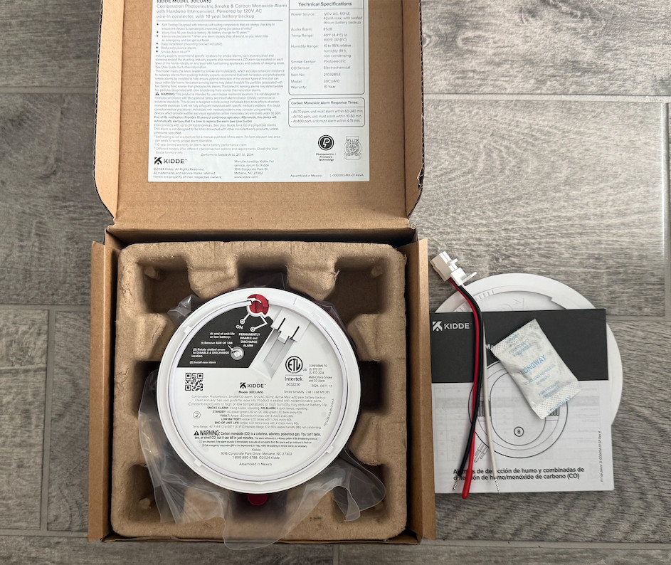 Kidde Smoke & CO Alarm Hardwired 10-Year Battery Interconnected 85dB (30CUA10)