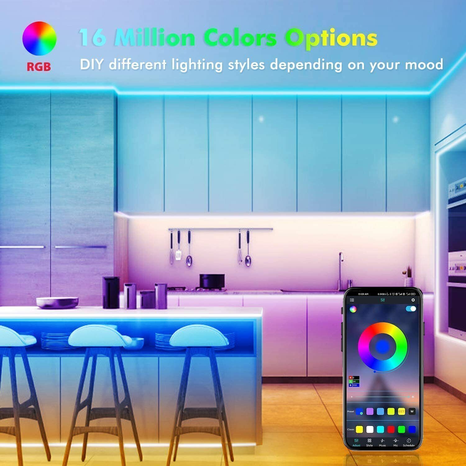 USA – LED Strip Lights 100ft 50ft 5050 RGB Room Light with Remote