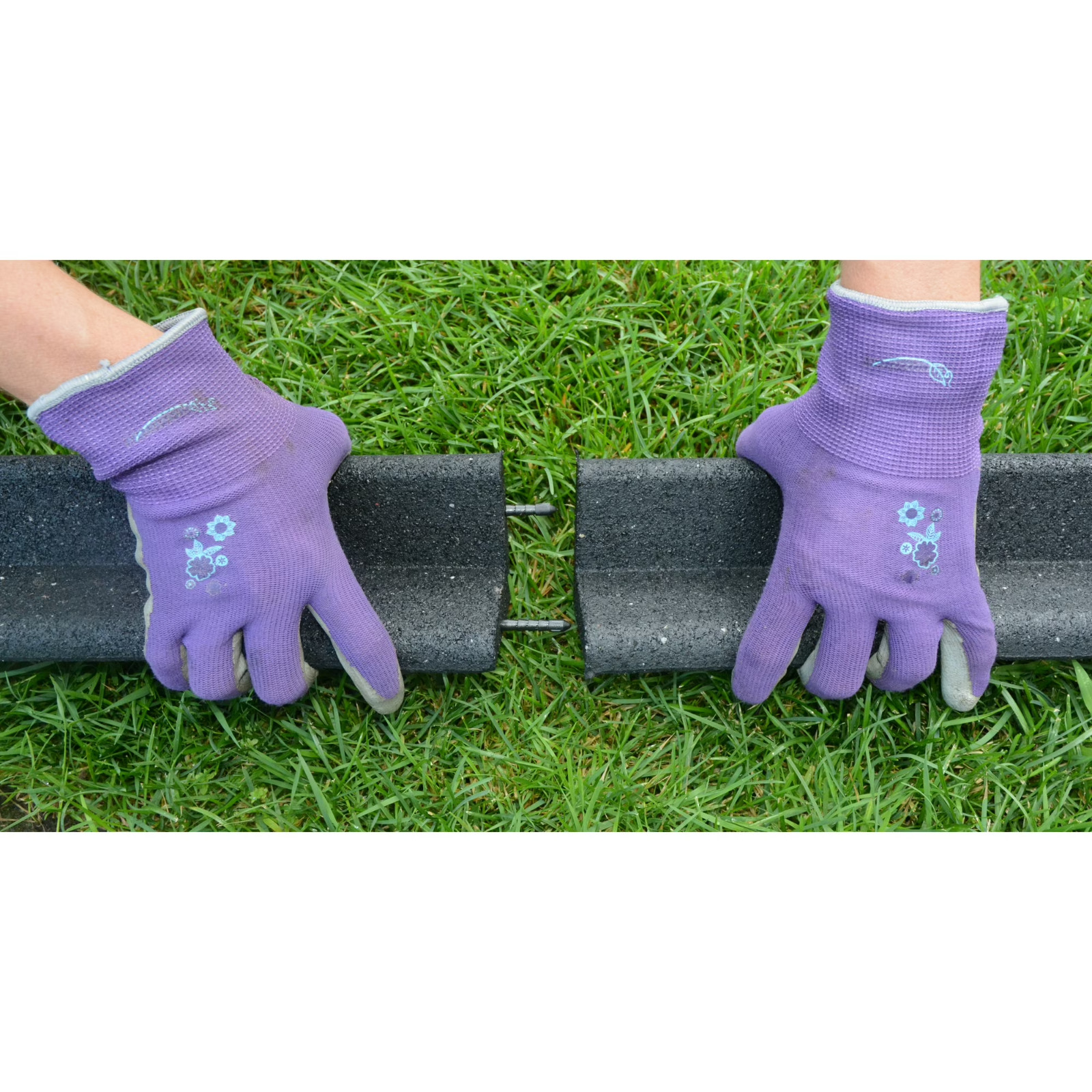 (Pack 6) Eco Border 3″ x 48″ Grey Rubber No Dig Landscape Garden Border Edging