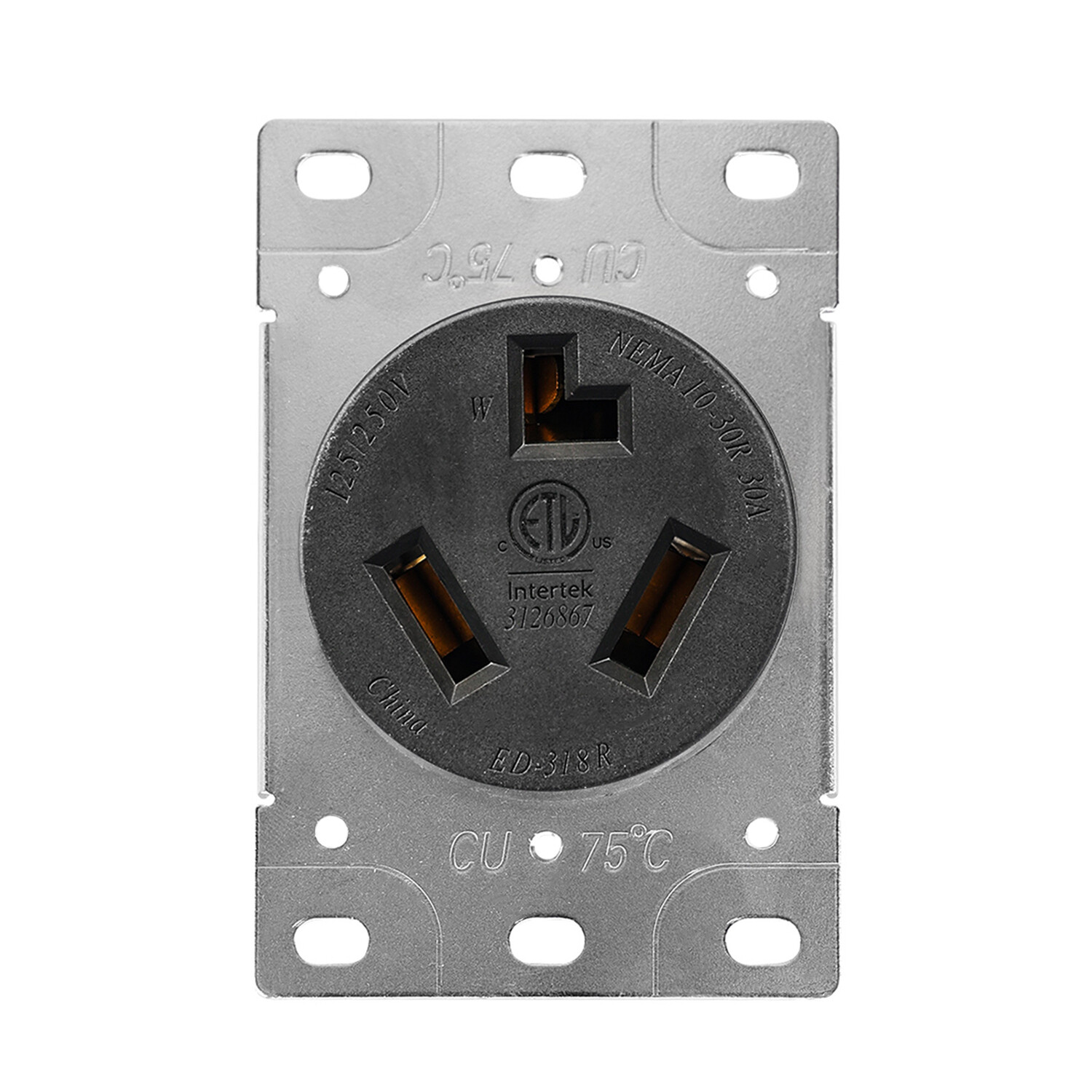 30 Amp Dryer Receptacle, Outlet for Electric Dryers, 125/250V Power Outlet