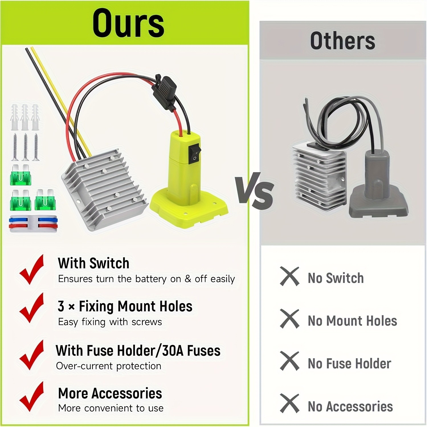 18V to 12V Step Down Voltage Regulator Adapter For Ryobi 18V Lithium Batteries