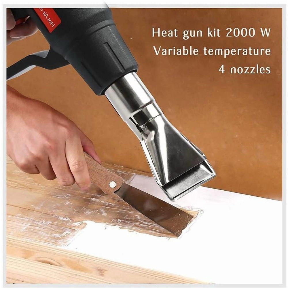 2500W Heat Gun Hot Air Gun Adjustable Temperature LCD Display Nozzles Power Tool