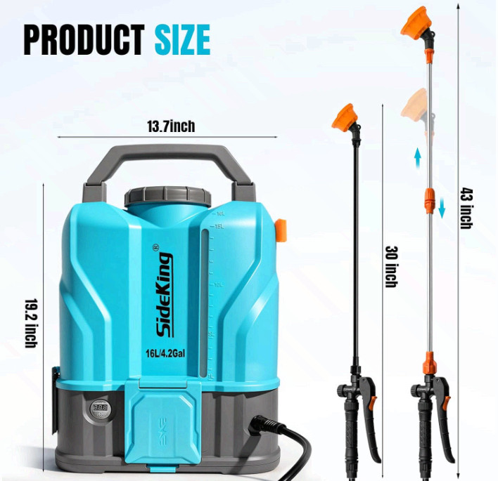 4.2 Gal Battery Backpack Sprayer, 120 PSI, Fits DeWalt 20V Battery