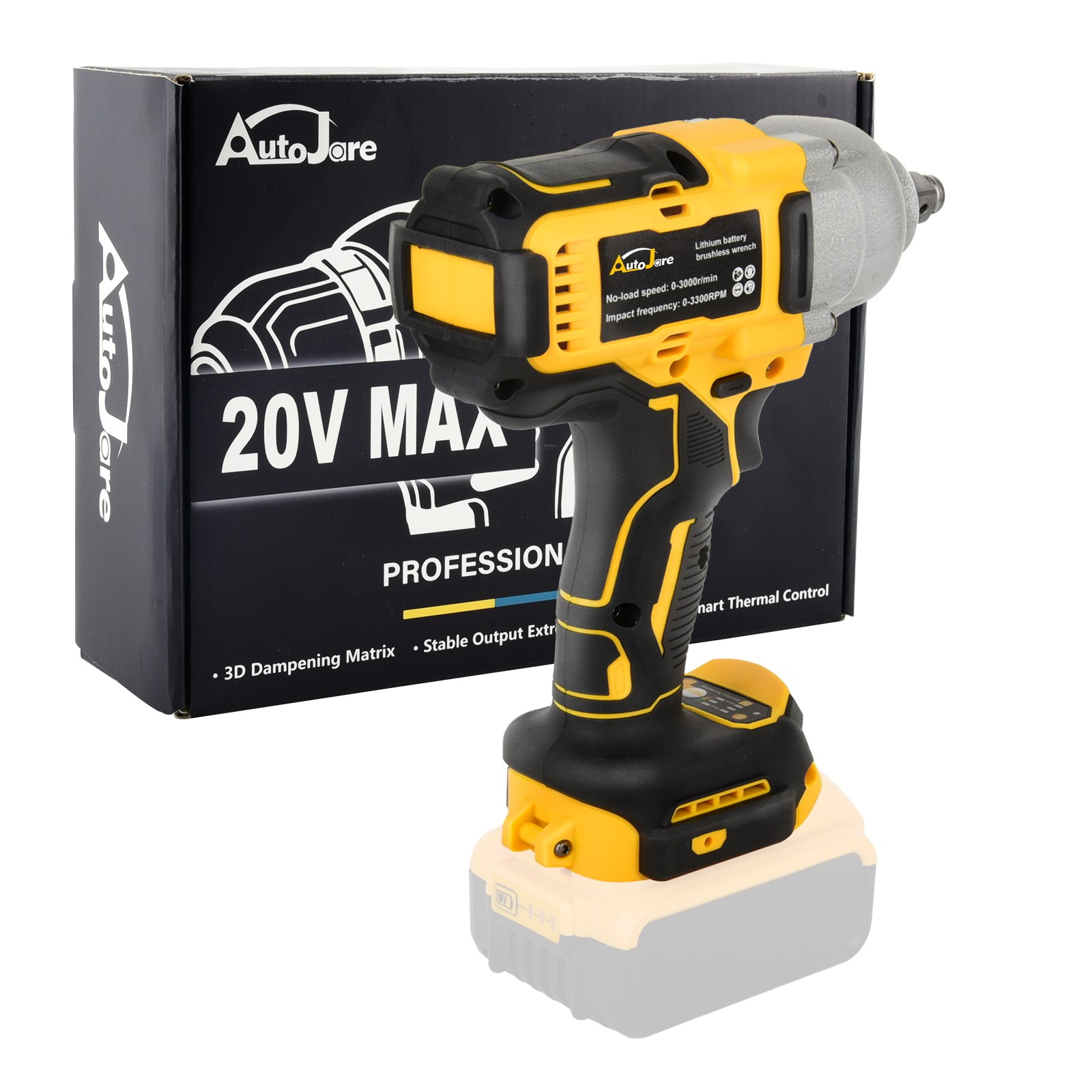 Cordless Impact Wrench For Dewalt 20V Battery, 1/2 Inch Brushless High Torque