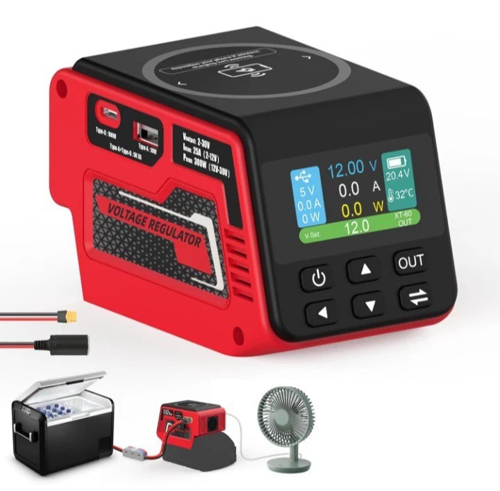 300W Voltage Regulator 2-30V DC Output Compatible with Milwaukee 18V Battery