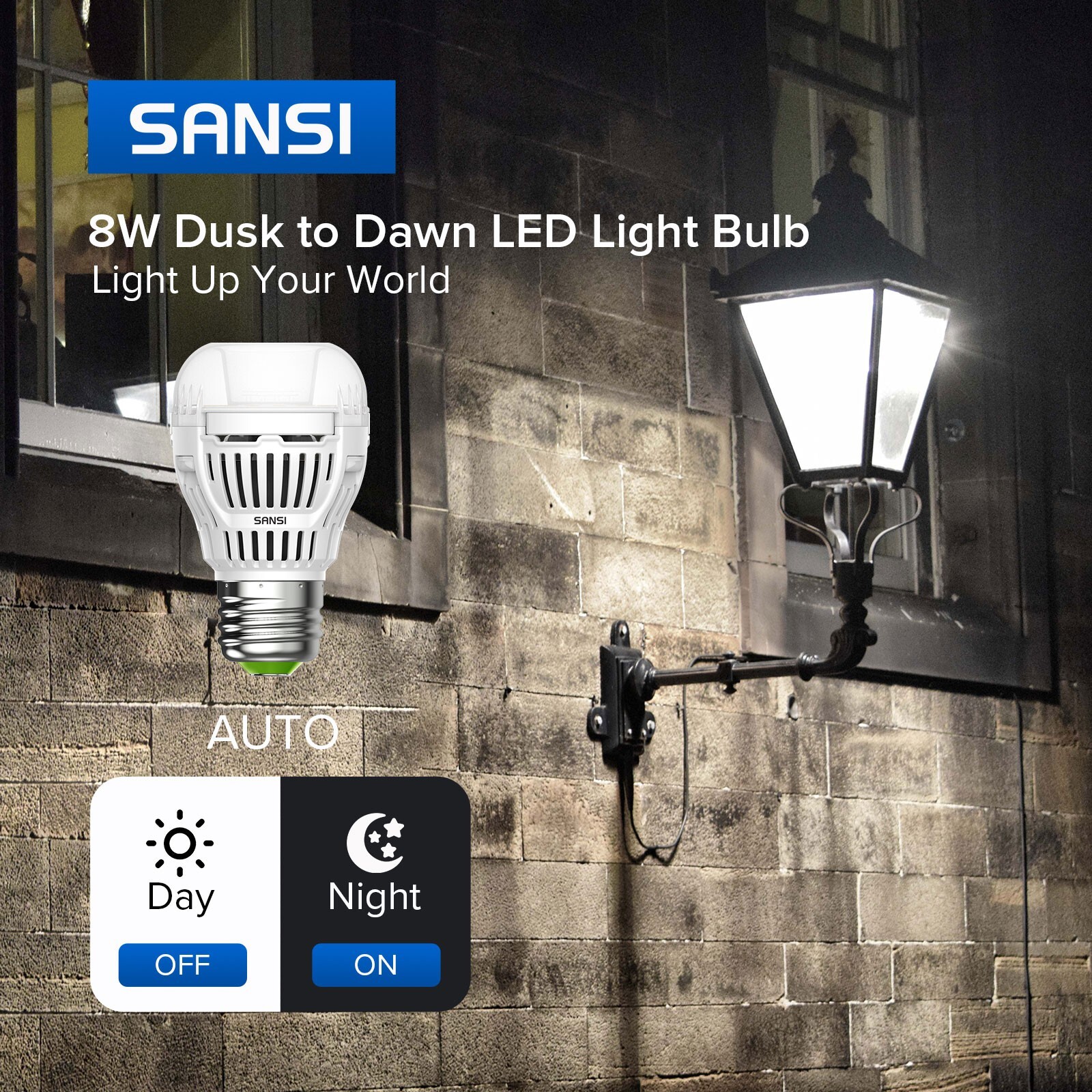 4-Pack Dusk to Dawn LED Light Bulb Automatic On/Off Sensor Bulbs 5000K Daylight