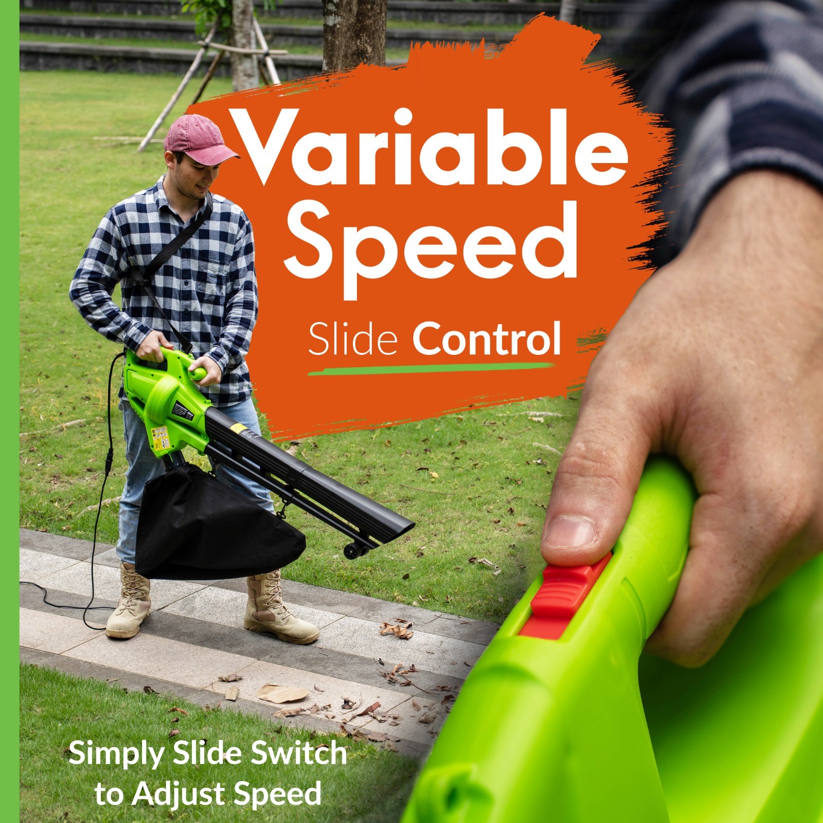 GreenSweep 3-in-1 Leaf Blower Vacuum Mulcher 15A – Electric Yard Cleaner