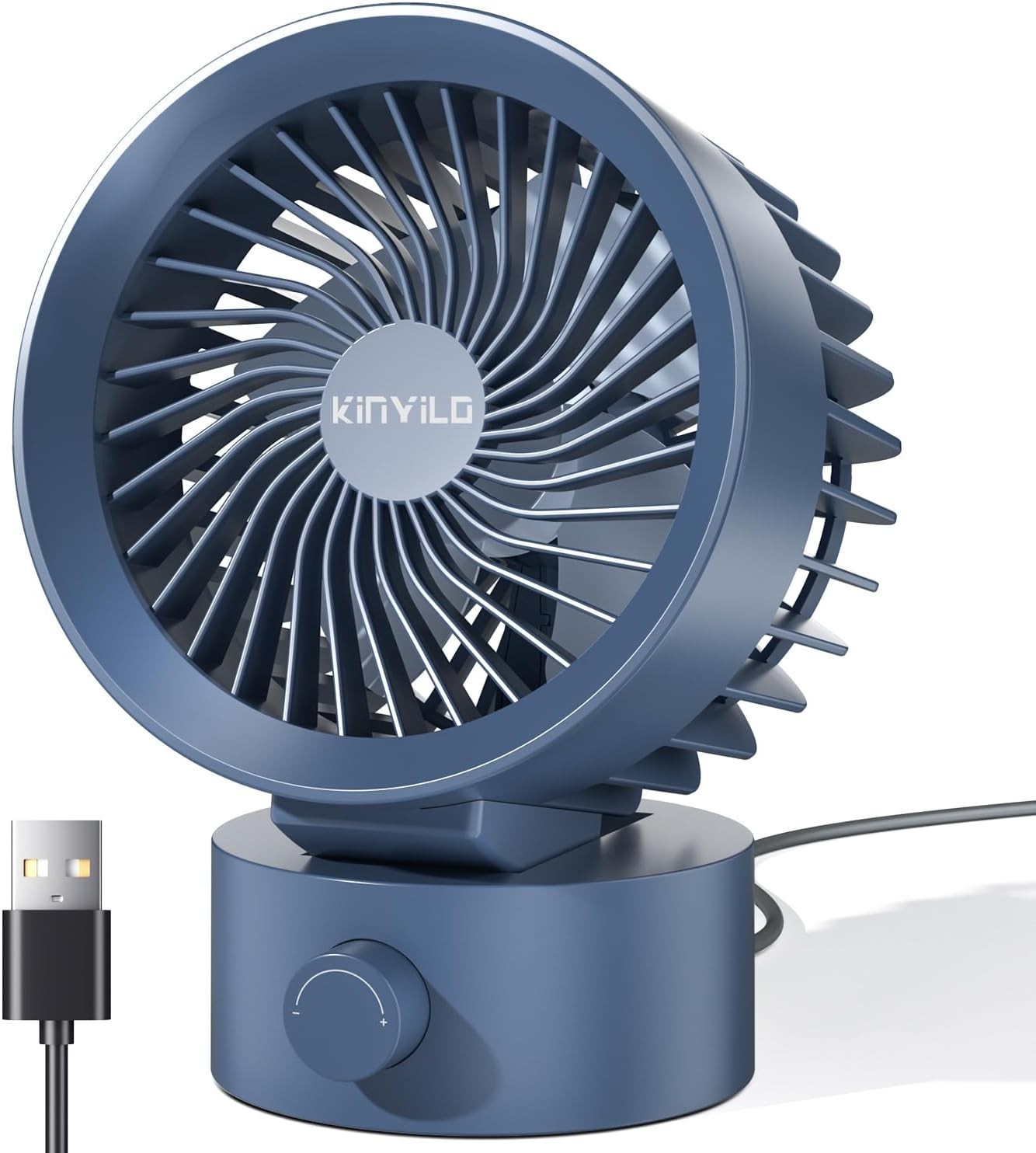 USB Desk Fan Small Quiet, Stepless Speed Flexible Adjust Mini Fans for Blue