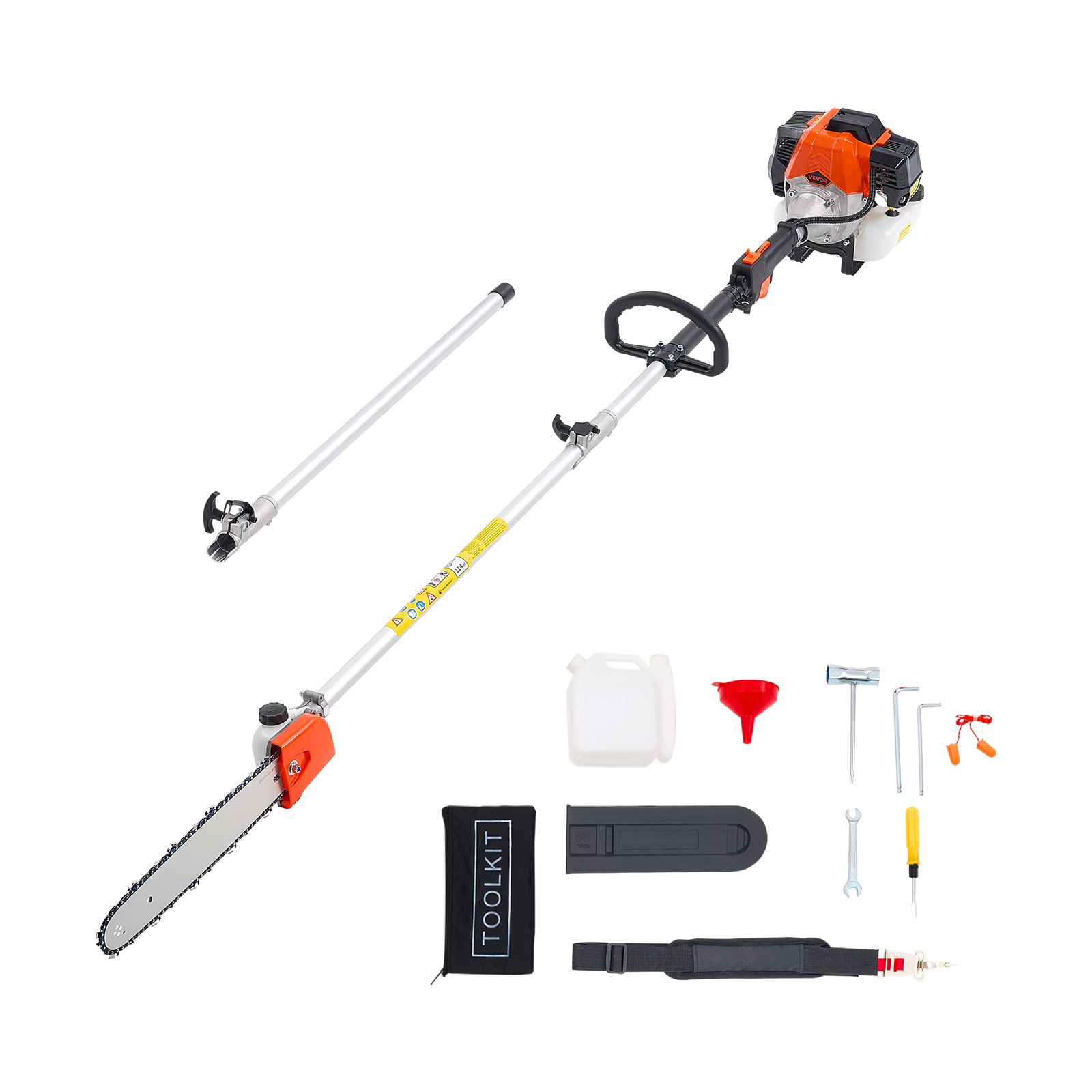 VEVOR Gas Pole Saw 52CC 2-Stroke Extendable Cordless Tree Trimmer 14in Cutting