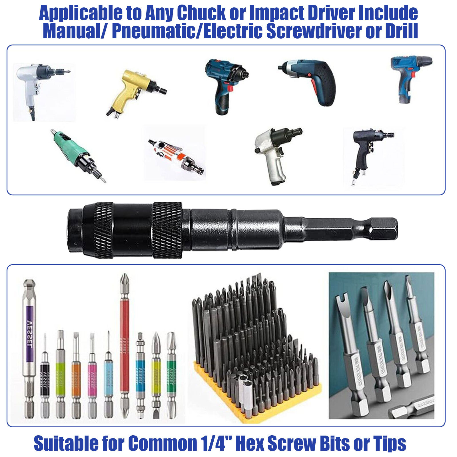 1/4″ Hex Pivoting Shank Quick Release Magnetic Screwdriver Extension Drill Bit