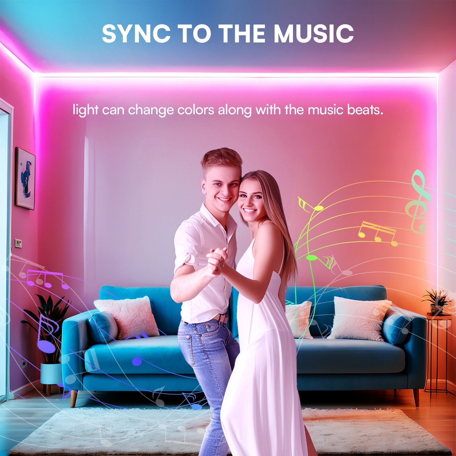 LED Strip Lights, Smart Light with App Remote Control, RGB LED Lights for room