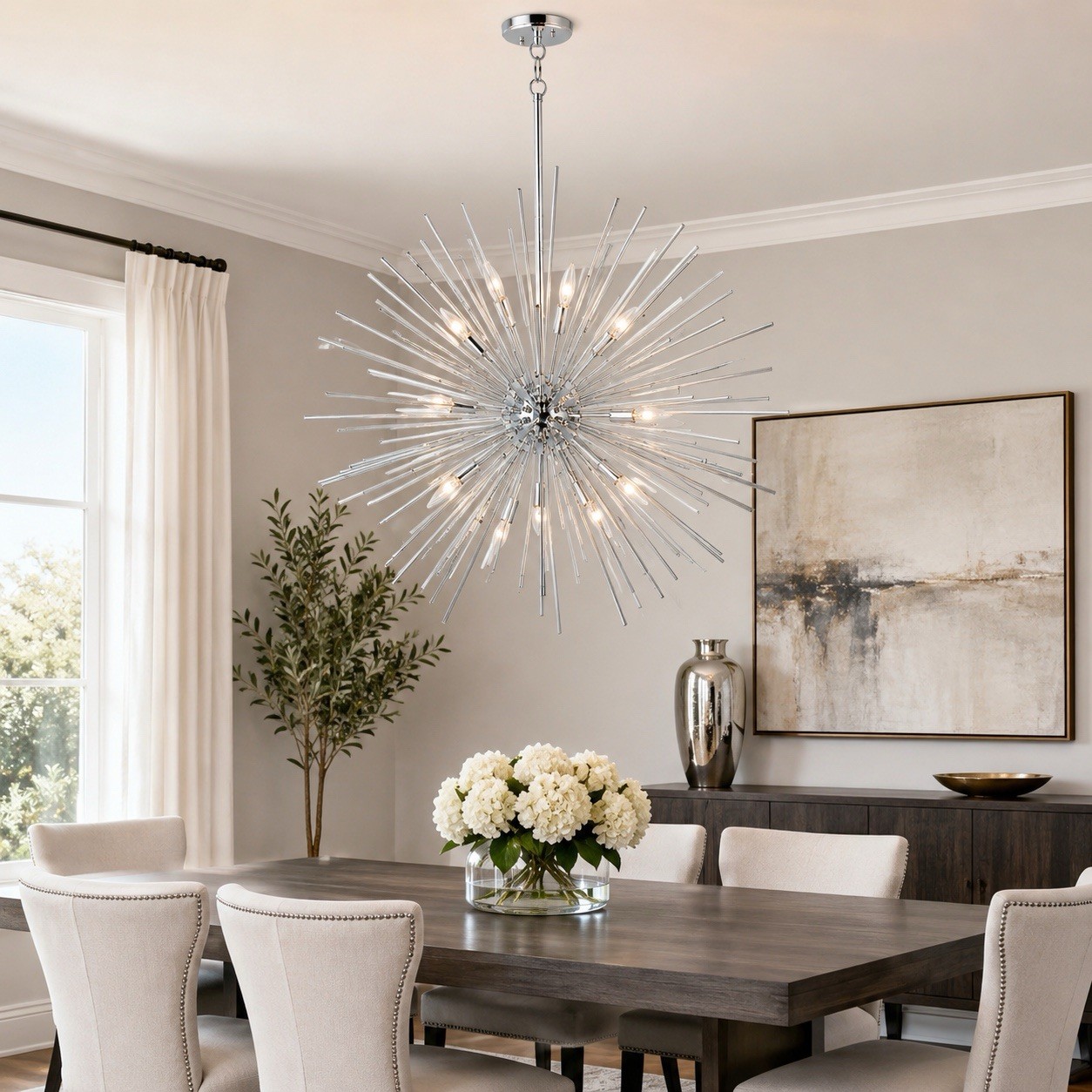 Maxim Polaris 16-Light 40” Chrome Sputnik Pendant Chandelier