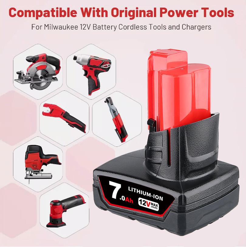2X Battery For Milwaukee M12 LITHIUM 7.0Ah Extended Capacity 48-11-2460